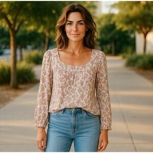 Angels Floral Cottagecore Garden Girl Romantic Gauzy Womens Flowy Top Large